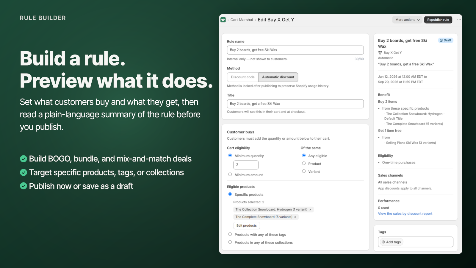 Configure conditions, rule builder form preview